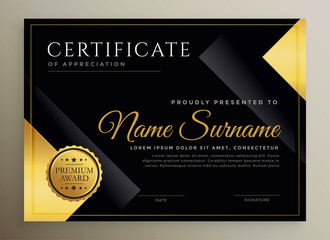 Wall Mural - black and gold certificate template