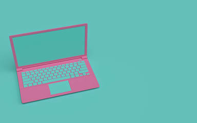 Poster - laptop on pastel background. 3d rendering