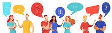 People With Speech Bubbles Vector Characters Set