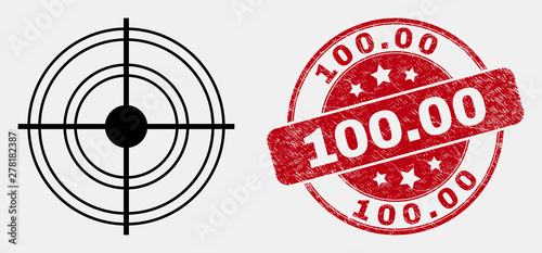 Fotomural Vector line target calendar page pictogram and 100