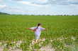 © QKon Studio - Little cute girl running across the soybean field, summer