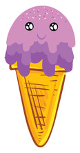 A Happy Purple Ice Cream, Vector Or Color Illustration.