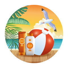 Sticker - Summer and beach products cartoons round icon