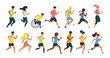 Running people flat vector illustration