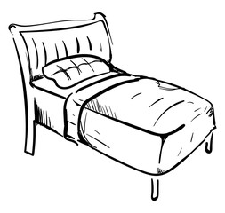 Poster - Bed silhouette, llustration, vector on white background.