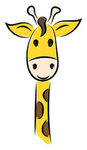 Happy Giraffe, Illustration, Vector On White Background