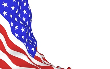 Waving flag of the United States of America. Stars and Stripes. State symbol of the USA. 3D illustration