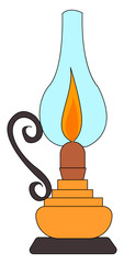 Poster - Kerosene lamp, illustration, vector on white background.