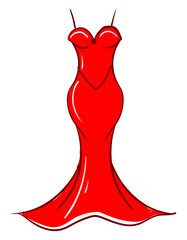 Poster - Red woman dress, illustration, vector on white background.