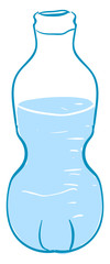 Sticker - Water bottle, illustration, vector on white background.