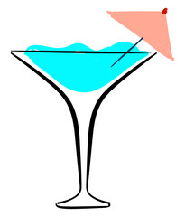 Sticker - Blue cocktail, illustration, vector on white background.