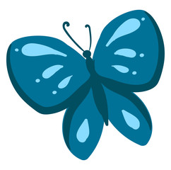 Wall Mural - Blue butterfly, illustration, vector on white background.