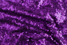 Violet, Purple Sequins Background, Texture . Christmas, Festive Sparkling Background Closeup Full Frame