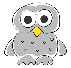 Wall Mural - White owl, illustration, vector on white background.