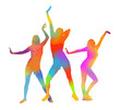 © Мария Неноглядова - The silhouette of dancing girls is multicolored. Vector