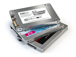 Poster - SSD state solid drives disks isolated on white background.