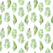 © Hanna - watercolor simple floral tropical seamless pattern with palm tree leaves