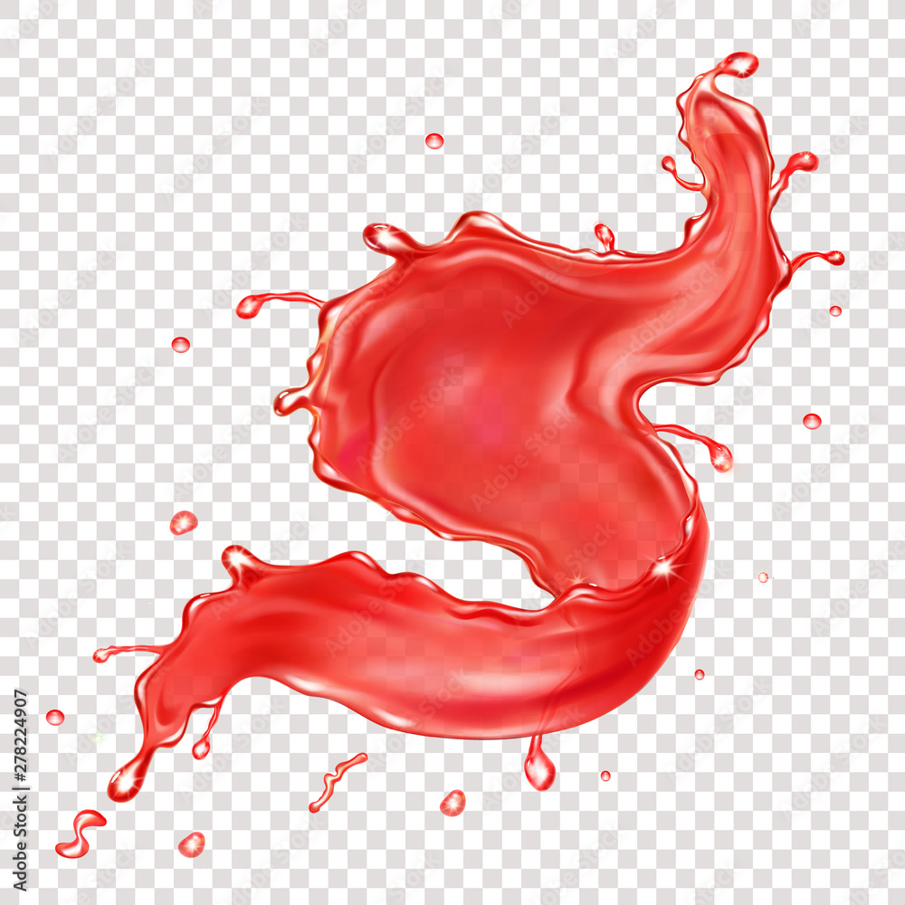 Transparent red liquid splash. Vector realistic illustration Stock ...