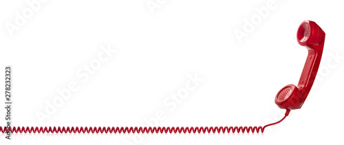 Fotografía Red retro telephone handset isolated on white background