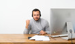 © luismolinero - Telemarketer Colombian man with angry gesture