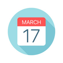 March 17 - Calendar Icon. Vector Illustration Of One Day Of Month