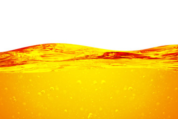 Wall Mural - Oil background. Liquid flows yellow, for the project, oil, honey, beer or other variants on white background, area for text