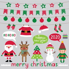 Wall Mural - Christmas characters and decoration set