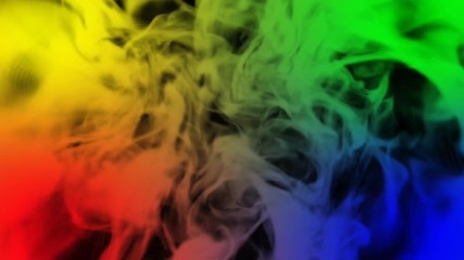 Wall Mural - rainbow smoke twist 4k loop features twists of smoke animating away from the viewer in a loop with r