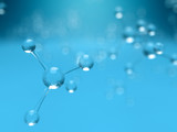 Fototapeta Łazienka - Science blue background with molecules, 3D render - high bio technologies.