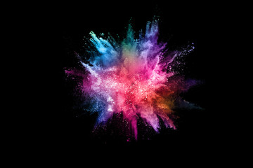 Wall Mural - abstract colored dust explosion on a black background.abstract powder splatted background,freeze mot