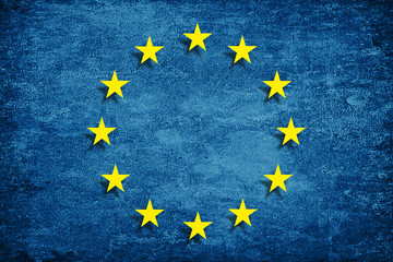 European Union flag on paper