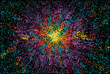Leinwandbilder - Color splash with dotted lines, abstract flower background illustration.