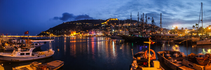 alanya marina at night