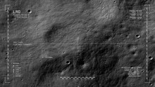 LRO Imaging Flyover: South Floor Of Moretus Crater, South Polar Highlands. LAT -72.5 LONG 351.96. Clip Loops And Is Reversible. Scientifically Accurate HUD. Elements Of This Image Furnished By NASA