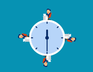 Business team working at time. Concept business time vector illustration, Flat kid character style design, Togetherness, Working