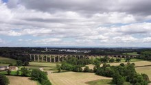 Falling Pedestal Shot Of Crimple Valley Viaduct In North Yorkshire On A Cloudy Summer’s Day