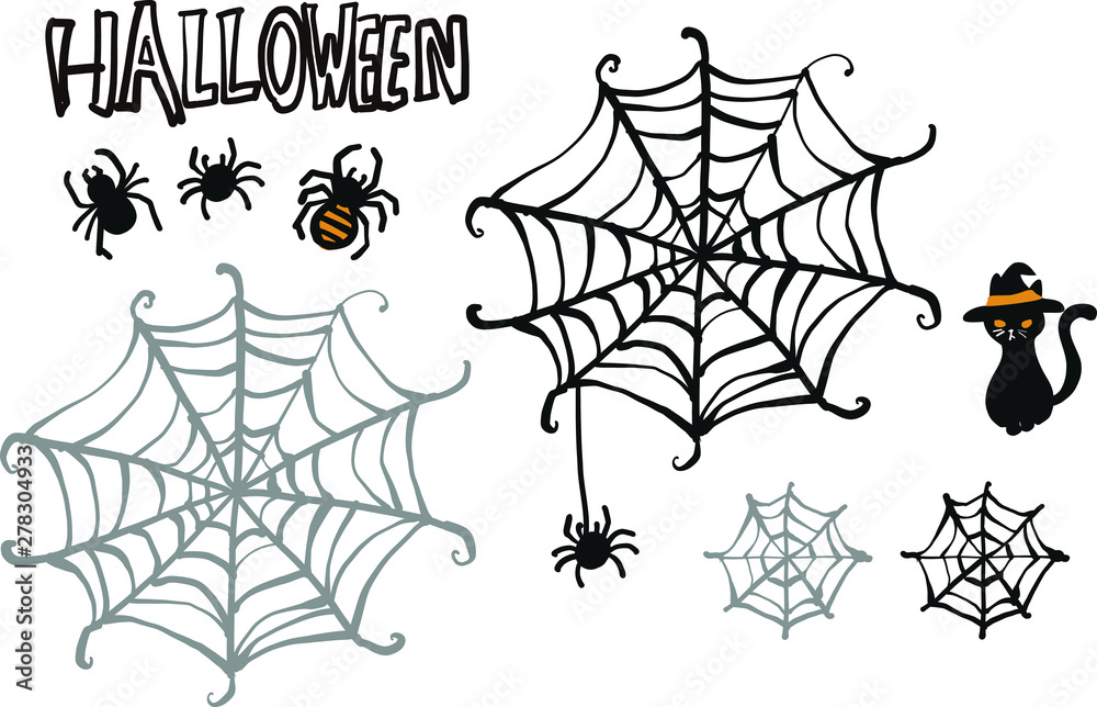 蜘蛛の巣 手描き イラスト ハロウィン Stock Vector | Adobe Stock