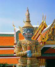 Statue In Wat Phra Kaeo, Grand Palace, Bangkok, Thailand, Southeast Asia, Asia
