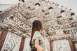 Traveler young woman at bangkok thailand  Wat Arun temple
