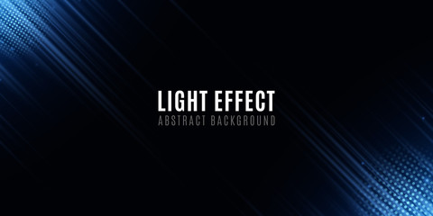 Poster - light effect of blue abstract random neon lines. template for your design. motion blur effect. futur