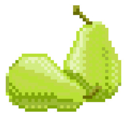 Wall Mural - A pear pixel art 8 bit video game style fruit icon