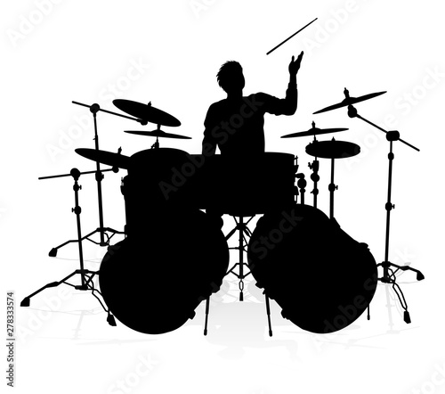 A drummer musician drumming...