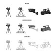 Vector illustration of camcorder and camera logo. Collection of camcorder and dashboard vector icon for stock.