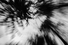Abstract Zoom Circle Motion Blur Background Of The Lone Tree In Black And White 