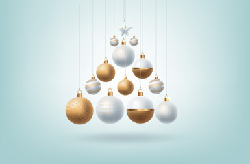 Wall Mural - light christmas background with evening balls. vector illustration