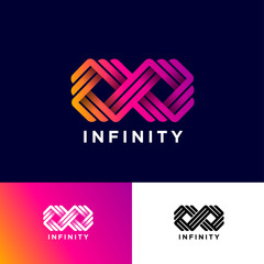 Wall Mural - The Infinity logo consist of some ribbons. Infinity icon. Abstract emblem on different backgrounds.