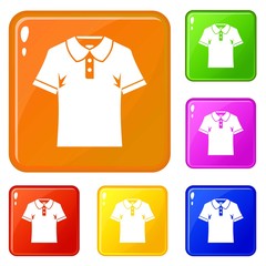 Wall Mural - Men polo shirt icons set collection vector 6 color isolated on white background