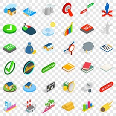 Poster - Big building icons set. Isometric style of 36 big building vector icons for web for any design