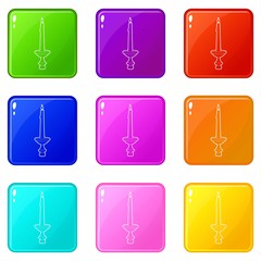 Sticker - Candle icons set 9 color collection isolated on white for any design