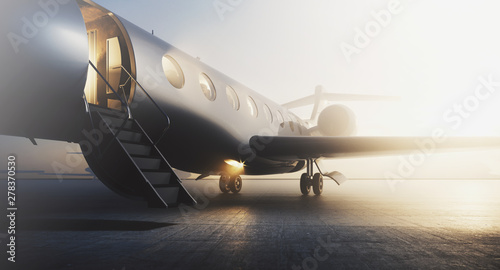 Cuadros en Lienzo Business private jet airplane parked at terminal